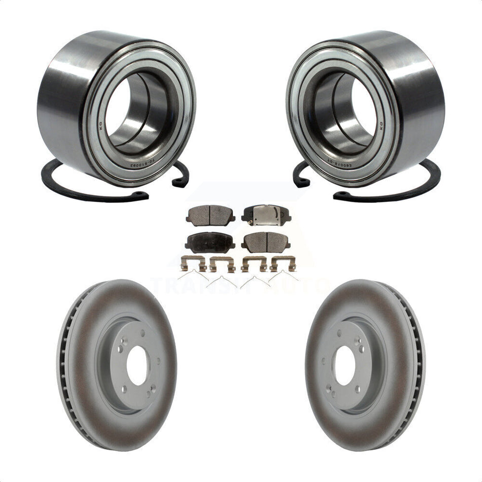 Front Wheel Bearing With Coated Disc Brake Rotors And Semi-Metallic Pads Kit For Kia Forte Hyundai Veloster Forte5 KBB-101448