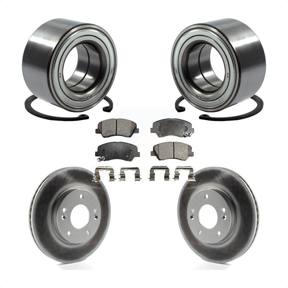 Front Wheel Bearing With Coated Disc Brake Rotors And Semi-Metallic Pads Kit For Hyundai Elantra Kia Forte Veloster GT Forte5 Coupe Koup KBB-101457