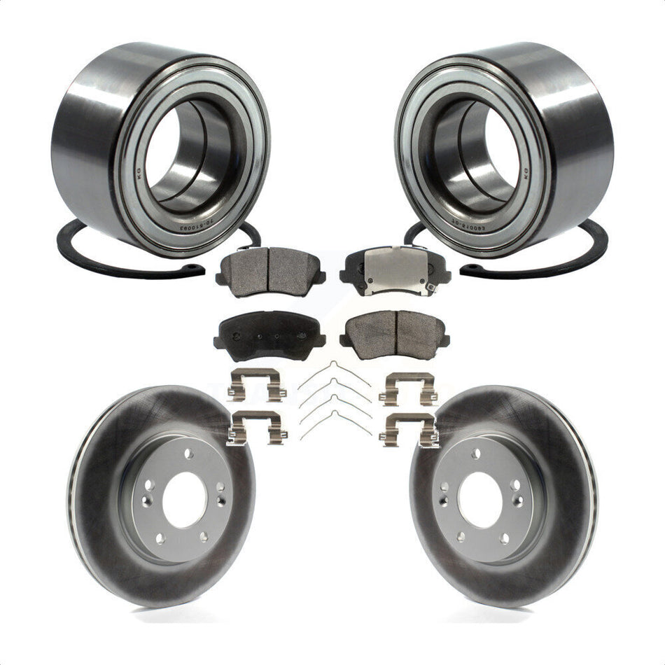 Front Wheel Bearing With Coated Disc Brake Rotors And Semi-Metallic Pads Kit For Kia Forte Hyundai Veloster Elantra GT Forte5 KBB-101458
