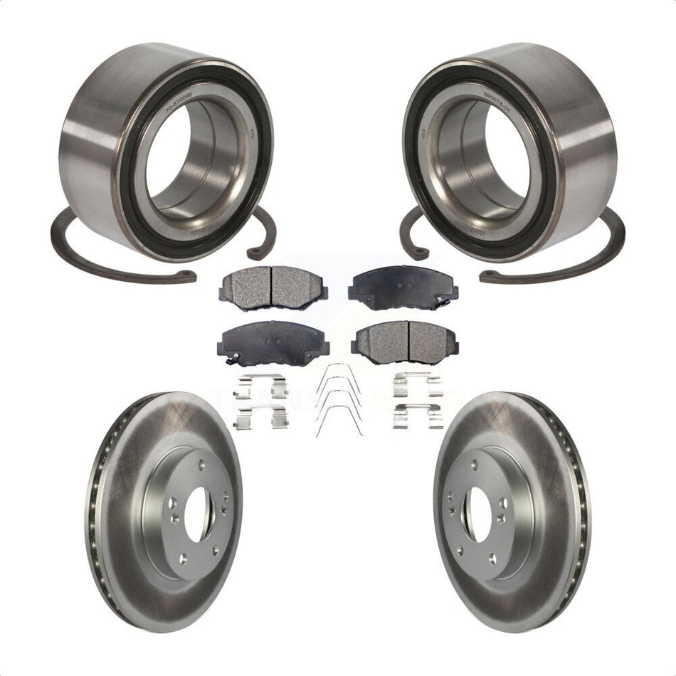 Front Wheel Bearing With Coated Disc Brake Rotors And Semi-Metallic Pads Kit For Honda Accord KBB-101466