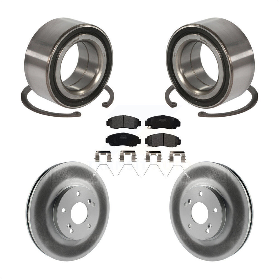 Front Wheel Bearing With Coated Disc Brake Rotors And Semi-Metallic Pads Kit For Honda Accord Acura TSX KBB-101467