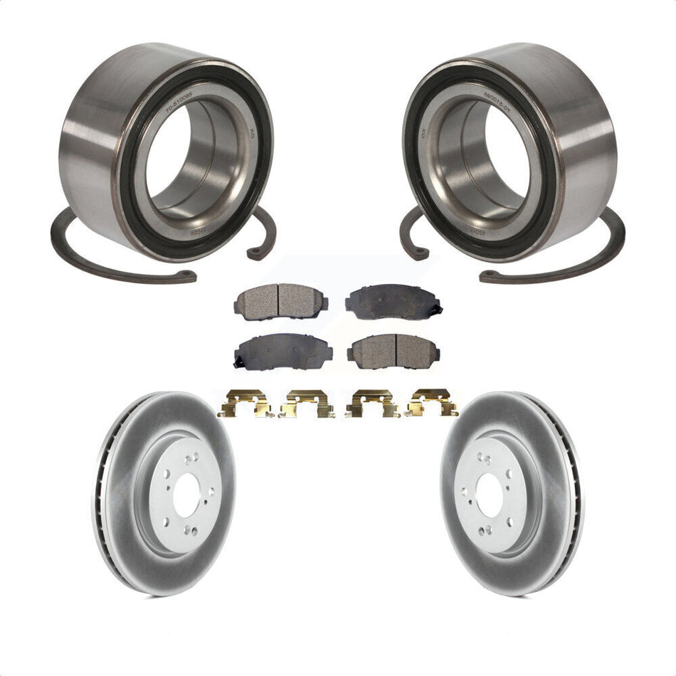 Front Wheel Bearing With Coated Disc Brake Rotors And Semi-Metallic Pads Kit For Honda Accord Crosstour KBB-101469