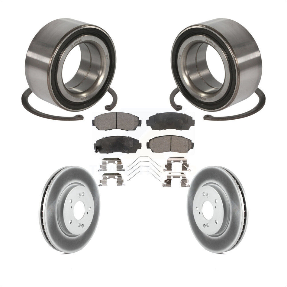 Front Wheel Bearing With Coated Disc Brake Rotors And Semi-Metallic Pads Kit For Honda Crosstour Accord KBB-101470