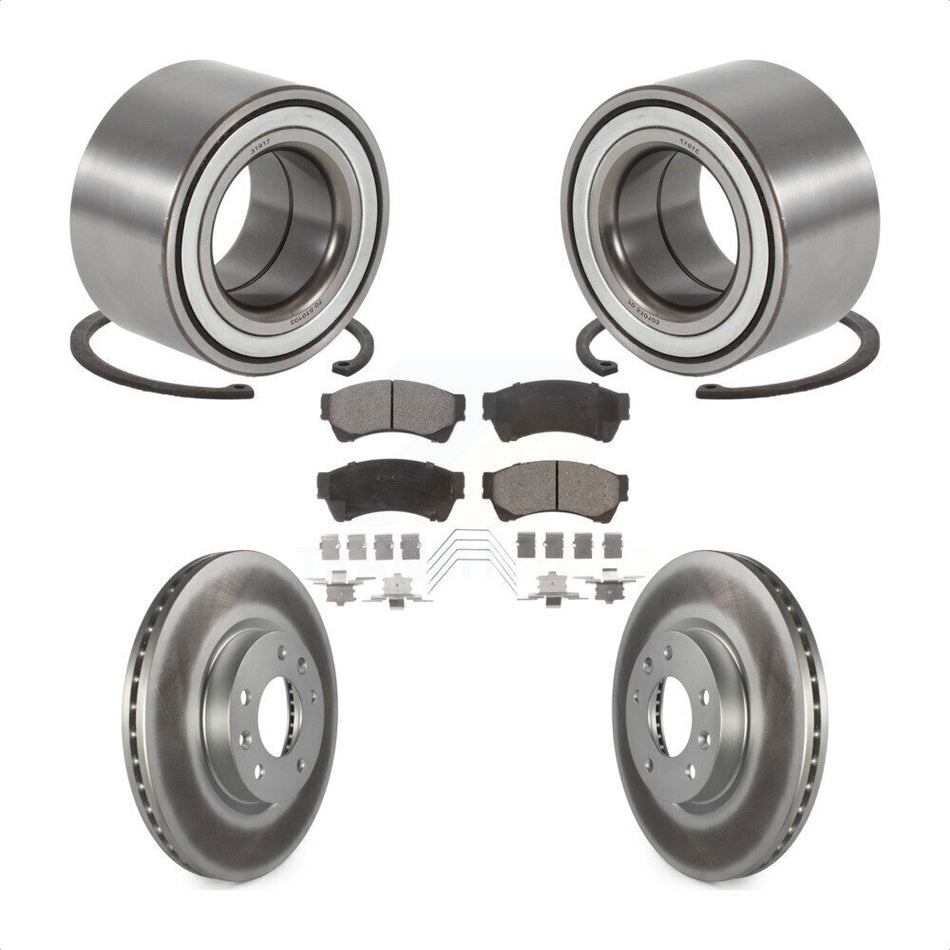 Front Wheel Bearing With Coated Disc Brake Rotors And Semi-Metallic Pads Kit For 2009-2013 Mazda 6 3.7L KBB-101480