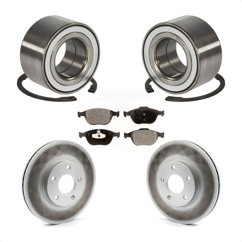 Front Wheel Bearing With Coated Disc Brake Rotors And Semi-Metallic Pads Kit For 2010-2013 Ford Connect KBB-101485