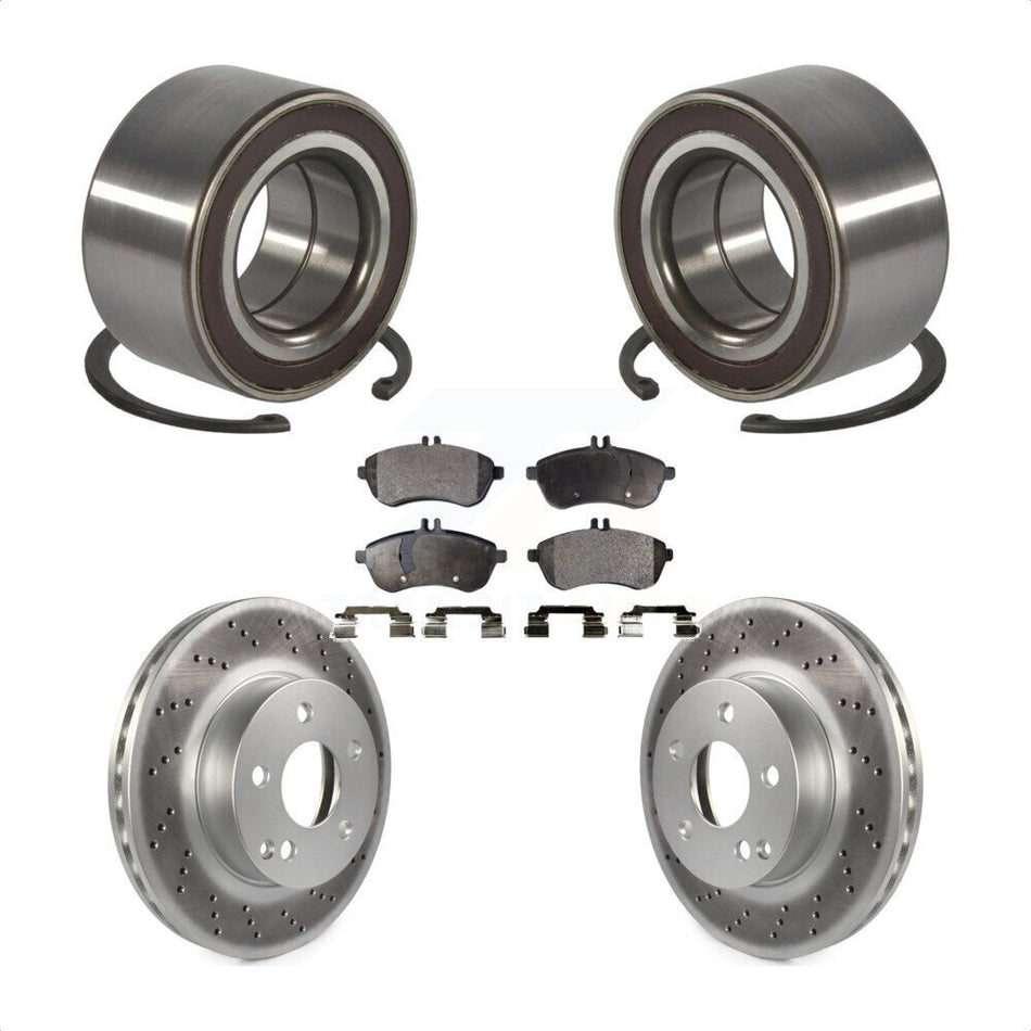 Front Wheel Bearing With Coated Disc Brake Rotors And Semi-Metallic Pads Kit For Mercedes-Benz C300 KBB-101488