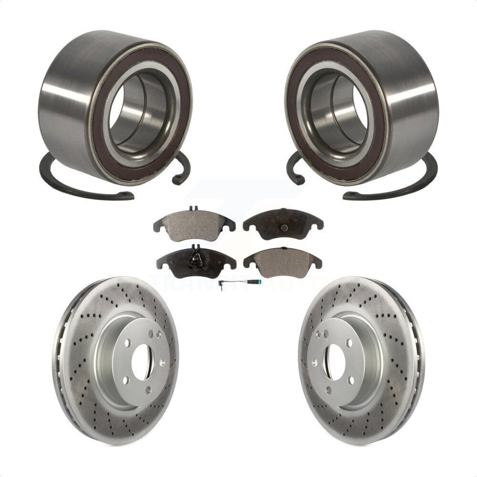Front Wheel Bearing With Coated Disc Brake Rotors And Semi-Metallic Pads Kit For Mercedes-Benz E350 C300 E400 C350 E250 KBB-101490