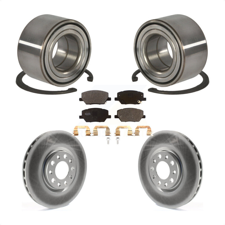 Front Wheel Bearing With Coated Disc Brake Rotors And Semi-Metallic Pads Kit For 2016-2018 Fiat 500X KBB-101505