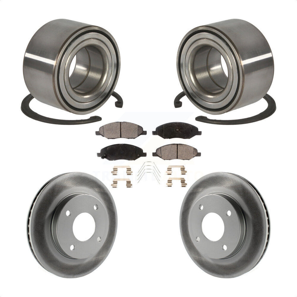 Front Wheel Bearing With Coated Disc Brake Rotors And Semi-Metallic Pads Kit For 2010-2011 Nissan Versa 1.6L KBB-101507