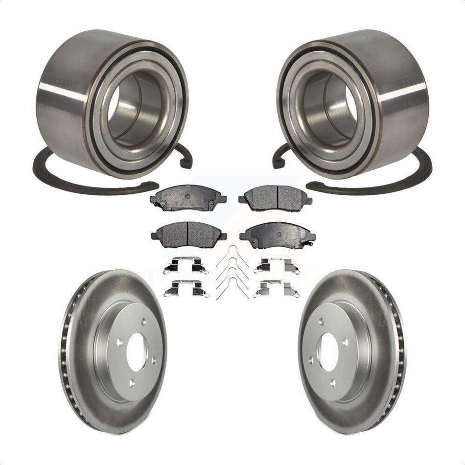 Front Wheel Bearing With Coated Disc Brake Rotors And Semi-Metallic Pads Kit For Nissan Versa Note Micra KBB-101509