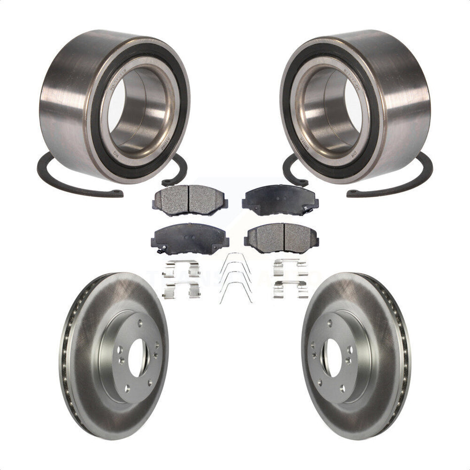 Front Wheel Bearing With Coated Disc Brake Rotors And Semi-Metallic Pads Kit For Honda Accord KBB-101521