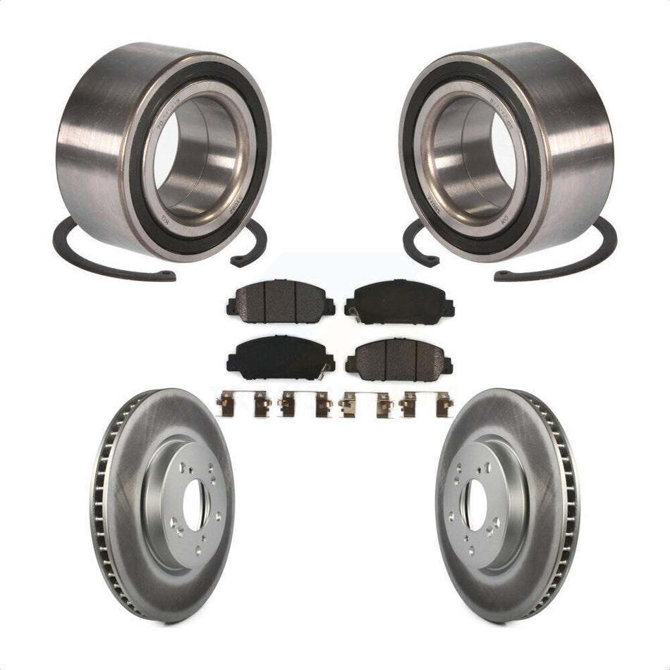 Front Wheel Bearing With Coated Disc Brake Rotors And Semi-Metallic Pads Kit For Honda Accord KBB-101523