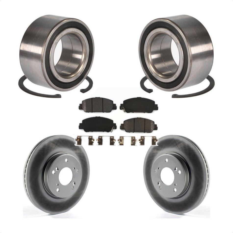 Front Wheel Bearing With Coated Disc Brake Rotors And Semi-Metallic Pads Kit For Honda Accord KBB-101524