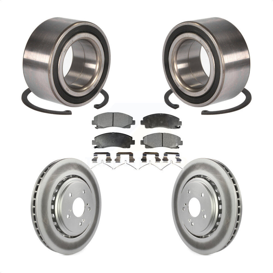 Front Wheel Bearing With Coated Disc Brake Rotors And Semi-Metallic Pads Kit For 2015-2019 Acura TLX KBB-101525