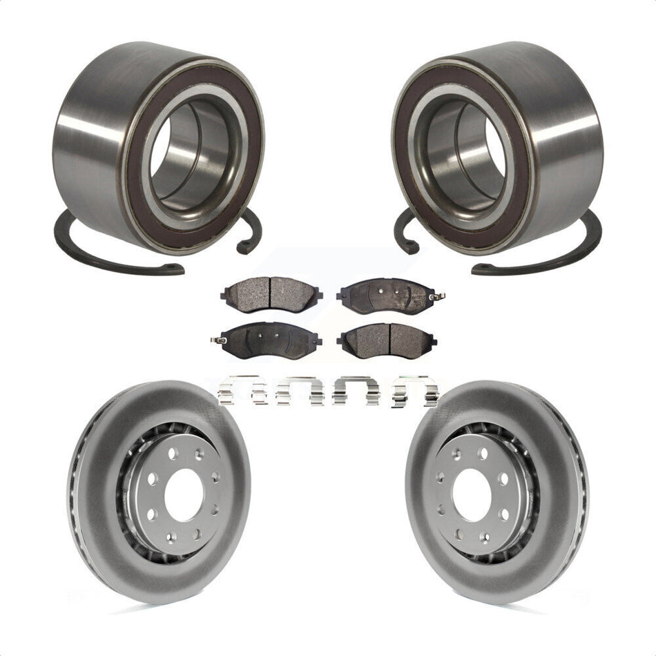 Front Wheel Bearing With Coated Disc Brake Rotors And Semi-Metallic Pads Kit For 2014-2016 Chevrolet Spark EV KBB-101528