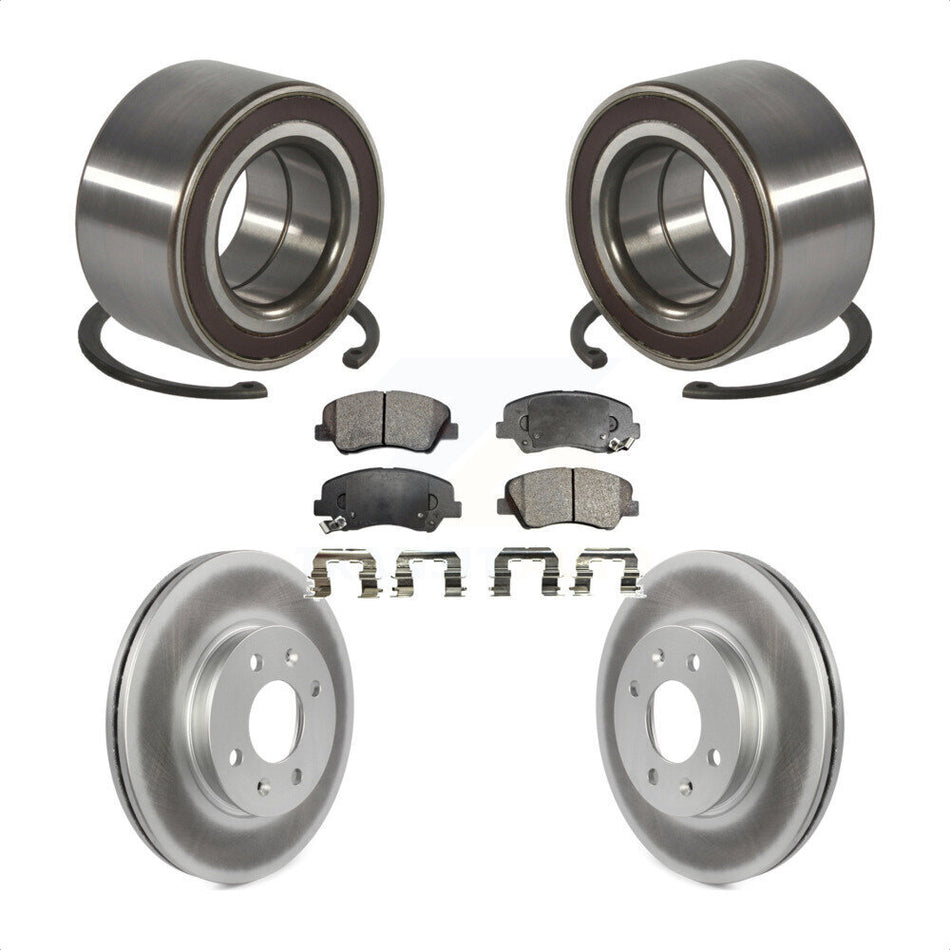 Front Wheel Bearing With Coated Disc Brake Rotors And Semi-Metallic Pads Kit For Kia Rio KBB-101533