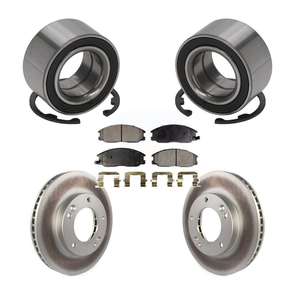 Front Wheel Bearing With Coated Disc Brake Rotors And Semi-Metallic Pads Kit For 2003-2006 Kia Sorento KBB-101540
