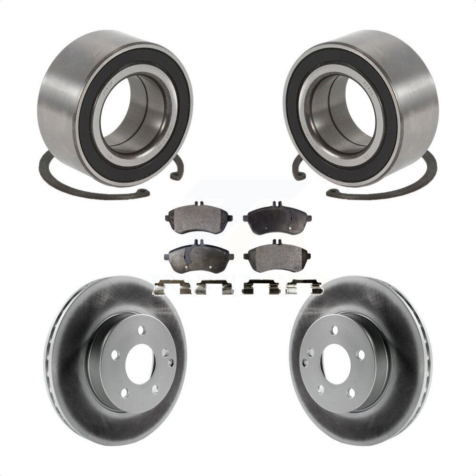 Front Wheel Bearing With Coated Disc Brake Rotors And Semi-Metallic Pads Kit For 2010-2010 Mercedes-Benz C300 C250 AWD KBB-101543