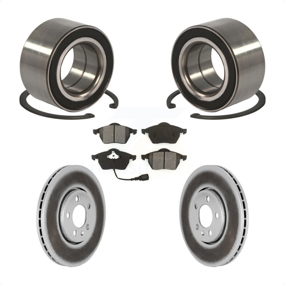 Front Wheel Bearing With Coated Disc Brake Rotors And Semi-Metallic Pads Kit For 1999 Volkswagen Golf 2.8L 72mm Outer Diameter KBB-101550