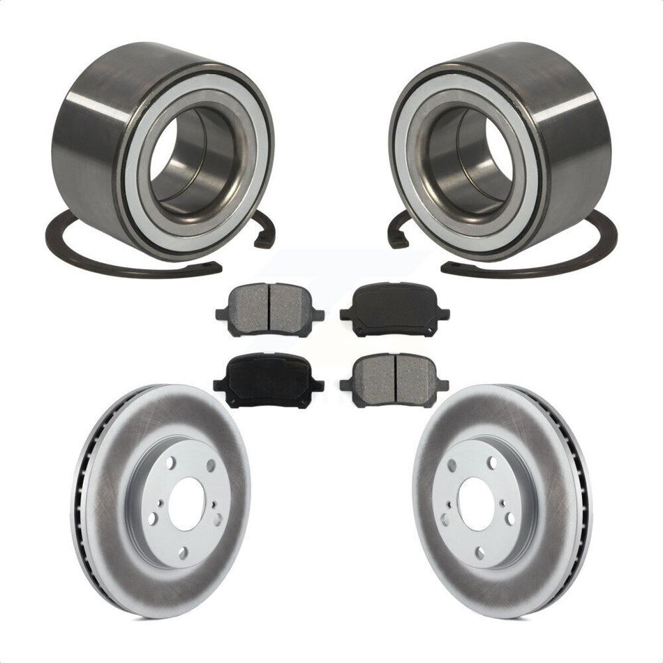 Front Wheel Bearing With Coated Disc Brake Rotors And Semi-Metallic Pads Kit For Toyota Camry Avalon Lexus ES300 Solara KBB-101552