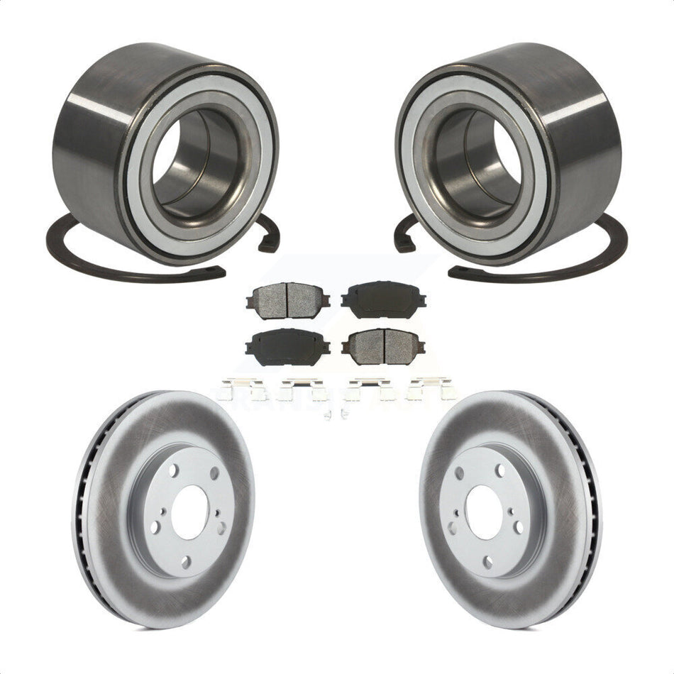 Front Wheel Bearing With Coated Disc Brake Rotors And Semi-Metallic Pads Kit For 2002-2003 Toyota Camry 275mm Diameter Rotor KBB-101553