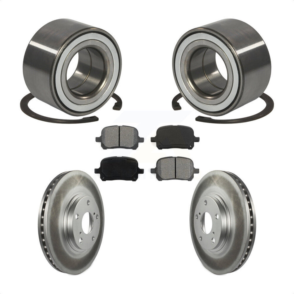 Front Wheel Bearing With Coated Disc Brake Rotors And Semi-Metallic Pads Kit For 1999-2001 Lexus RX300 KBB-101554
