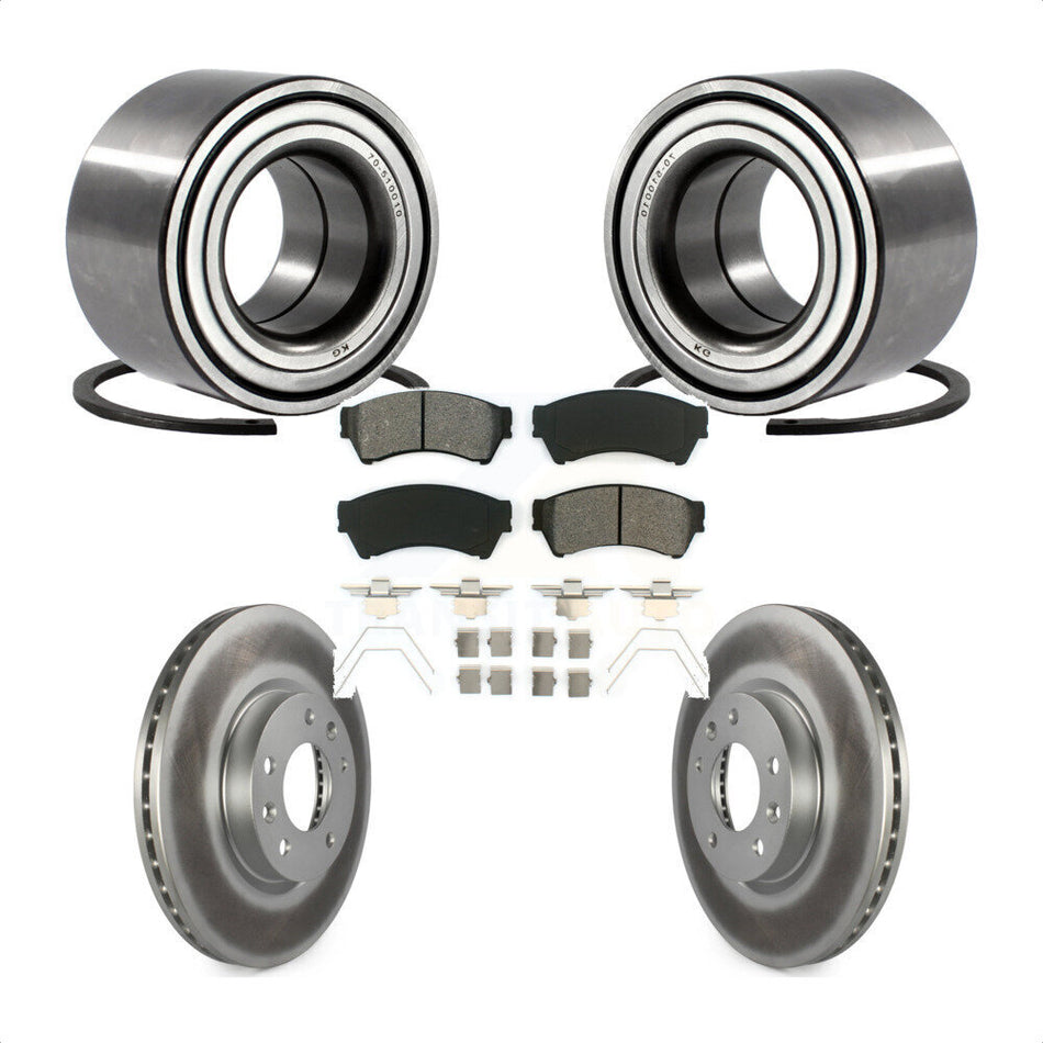 Front Wheel Bearing With Coated Disc Brake Rotors And Semi-Metallic Pads Kit For Ford Fusion Lincoln MKZ Mercury Milan Mazda 6 Zephyr KBB-101561
