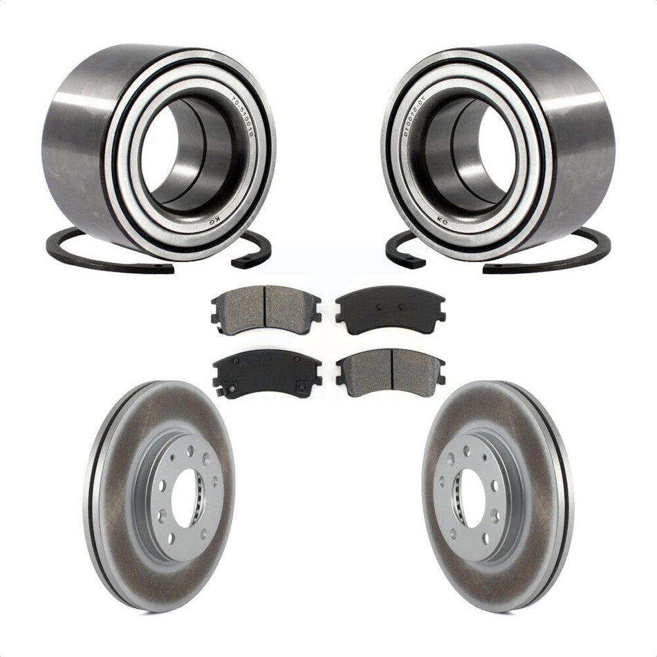 Front Wheel Bearing With Coated Disc Brake Rotors And Semi-Metallic Pads Kit For 2003-2005 Mazda 6 KBB-101566