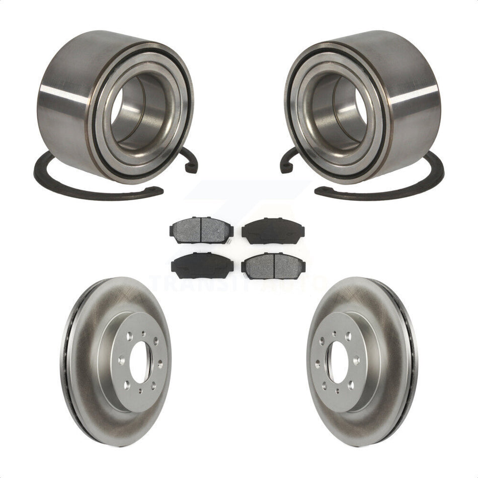 Front Wheel Bearing With Coated Disc Brake Rotors And Semi-Metallic Pads Kit For 1994-1995 Honda Civic EX with Coupe Non-ABS KBB-101583