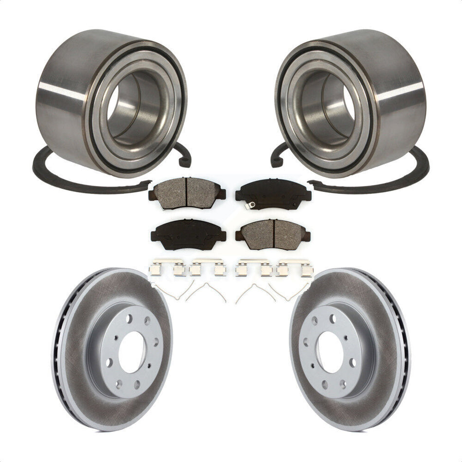 Front Wheel Bearing With Coated Disc Brake Rotors And Semi-Metallic Pads Kit For Honda Civic KBB-101586