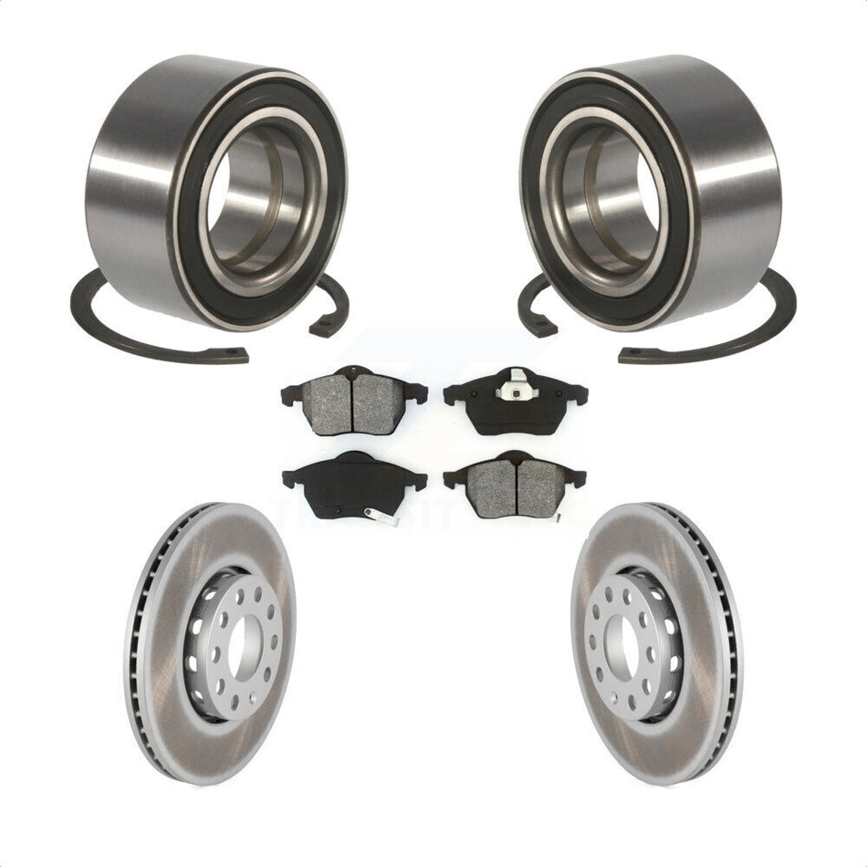 Front Wheel Bearing With Coated Disc Brake Rotors And Semi-Metallic Pads Kit For Volkswagen Passat Audi A4 KBB-101587