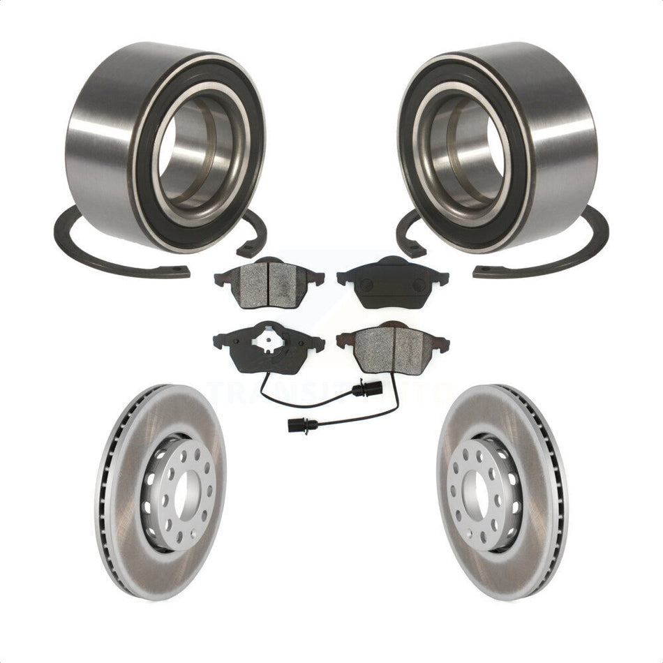 Front Wheel Bearing With Coated Disc Brake Rotors And Semi-Metallic Pads Kit For Volkswagen Passat Audi A4 Quattro KBB-101588