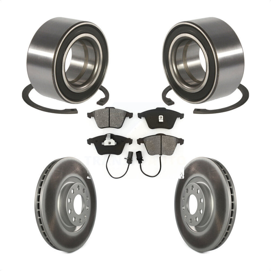 Front Wheel Bearing With Coated Disc Brake Rotors And Semi-Metallic Pads Kit For 2001-2005 Audi Allroad Quattro Single Piston Caliper KBB-101589