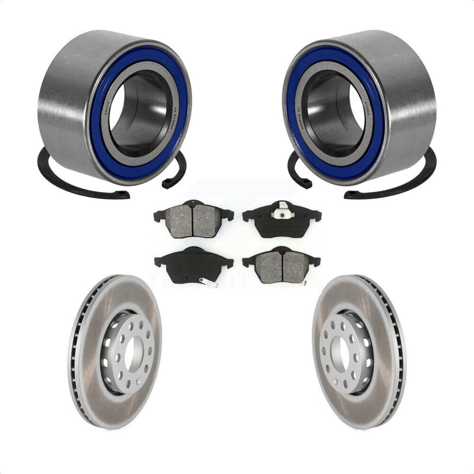 Front Wheel Bearing With Coated Disc Brake Rotors And Semi-Metallic Pads Kit For Volkswagen Passat Audi A4 KBB-101590