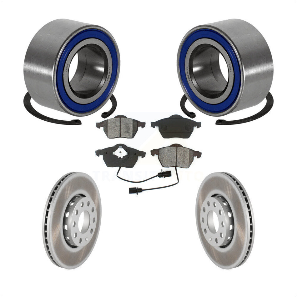 Front Wheel Bearing With Coated Disc Brake Rotors And Semi-Metallic Pads Kit For Volkswagen Passat Audi A4 Quattro KBB-101591