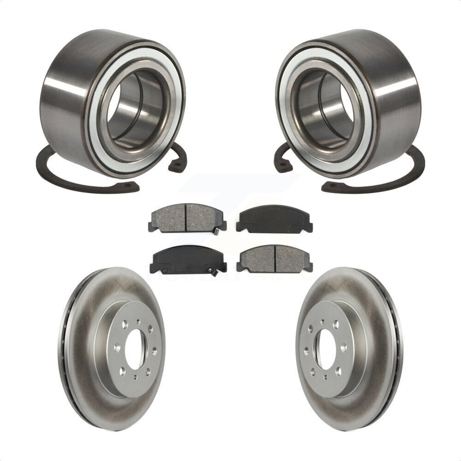 Front Wheel Bearing With Coated Disc Brake Rotors And Semi-Metallic Pads Kit For 1997 Honda Civic LX with 4-Wheel ABS KBB-101593