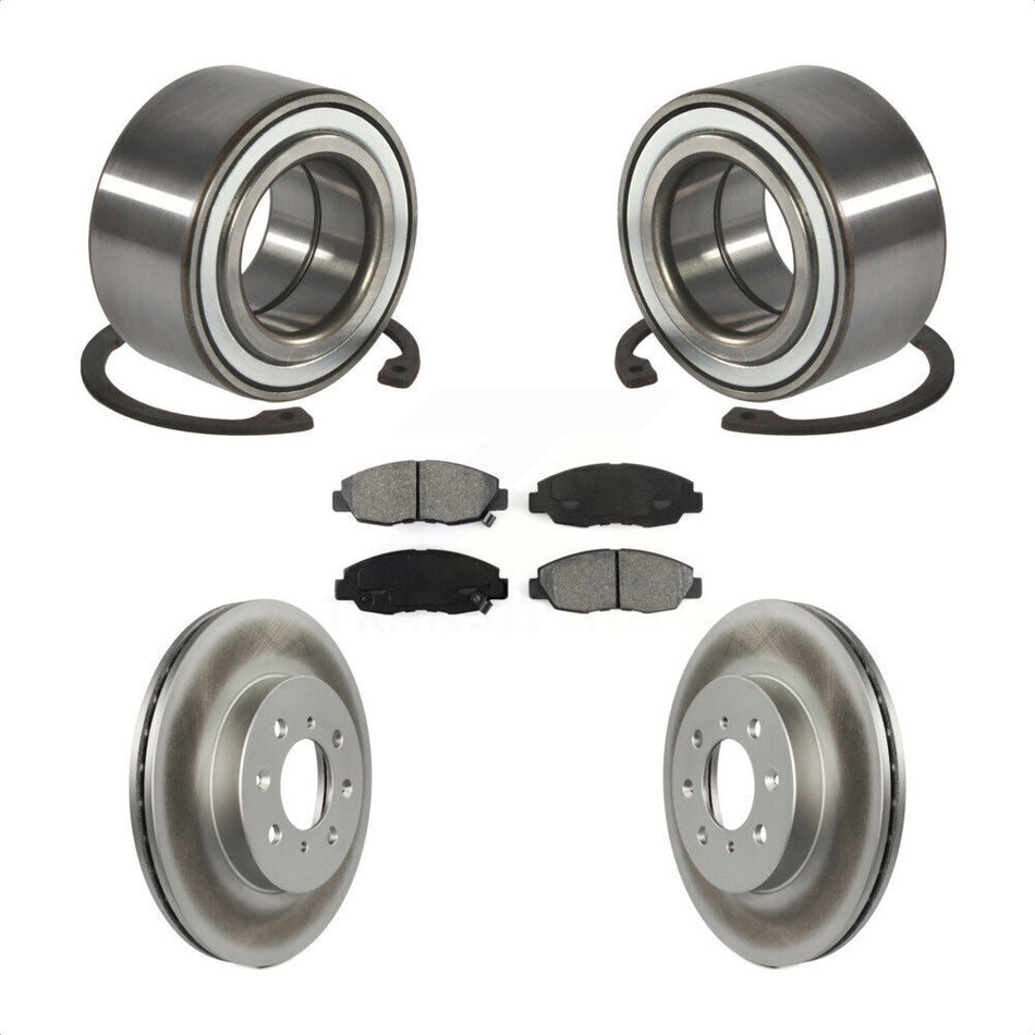 Front Wheel Bearing With Coated Disc Brake Rotors And Semi-Metallic Pads Kit For Honda Civic Acura EL KBB-101595