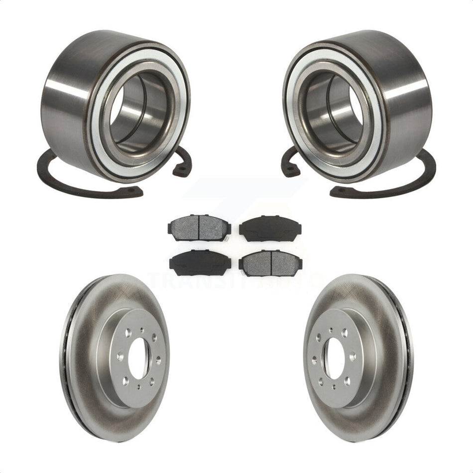 Front Wheel Bearing With Coated Disc Brake Rotors And Semi-Metallic Pads Kit For Acura Integra Honda Civic KBB-101596