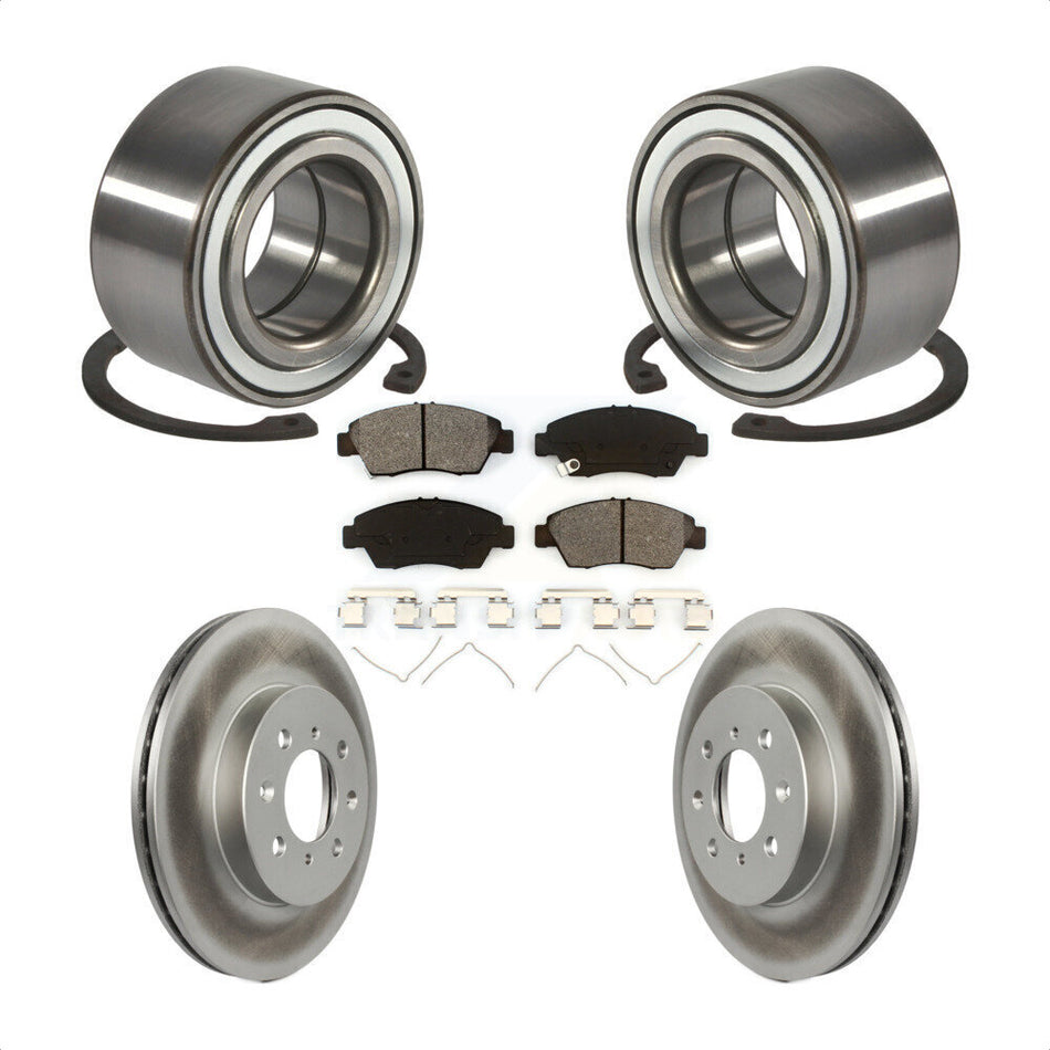 Front Wheel Bearing With Coated Disc Brake Rotors And Semi-Metallic Pads Kit For Honda Civic del Sol KBB-101597