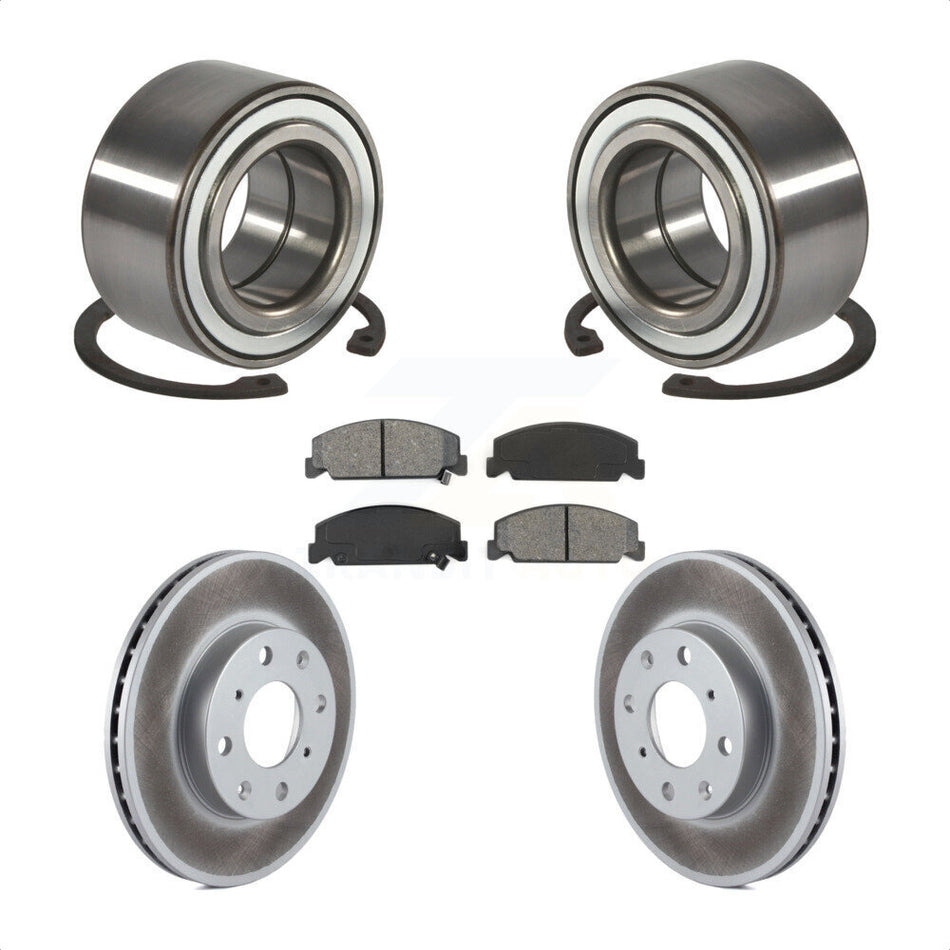Front Wheel Bearing With Coated Disc Brake Rotors And Semi-Metallic Pads Kit For Honda Civic KBB-101598