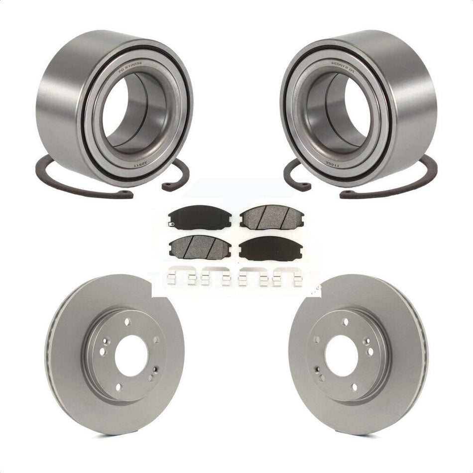Front Wheel Bearing With Coated Disc Brake Rotors And Semi-Metallic Pads Kit For 2001-2006 Hyundai Santa Fe 276mm Diameter Rotor KBB-101605
