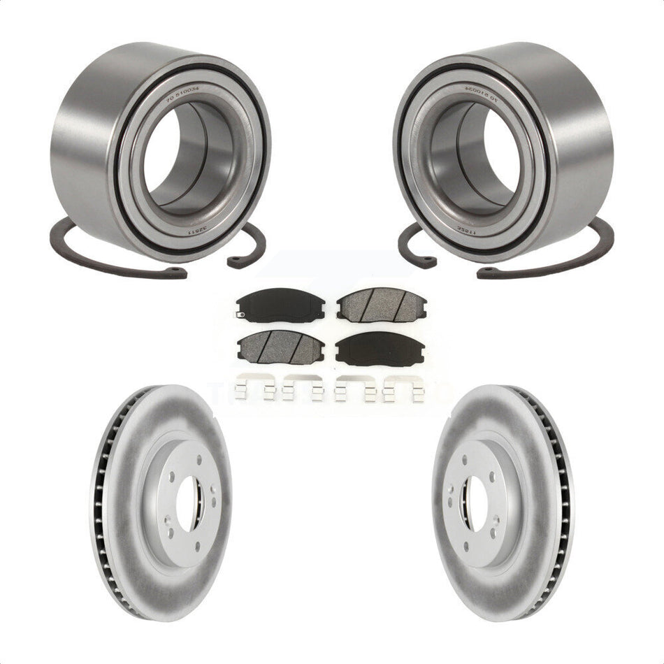 Front Wheel Bearing With Coated Disc Brake Rotors And Semi-Metallic Pads Kit For 2001-2006 Hyundai Santa Fe 294mm Diameter Rotor KBB-101606