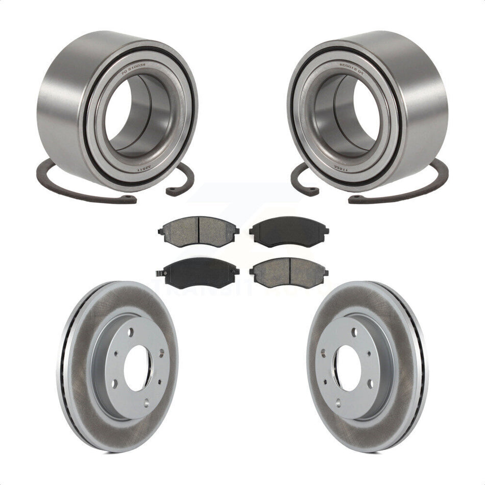 Front Wheel Bearing With Coated Disc Brake Rotors And Semi-Metallic Pads Kit For Hyundai Sonata KBB-101607