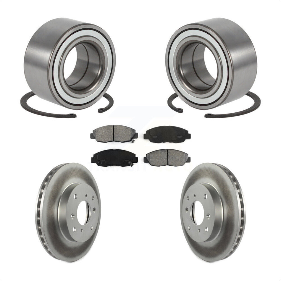 Front Wheel Bearing With Coated Disc Brake Rotors And Semi-Metallic Pads Kit For 1998-2002 Honda Accord Sedan with 2.3L KBB-101619