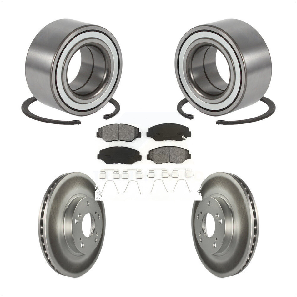 Front Wheel Bearing With Coated Disc Brake Rotors And Semi-Metallic Pads Kit For Honda CR-V KBB-101625