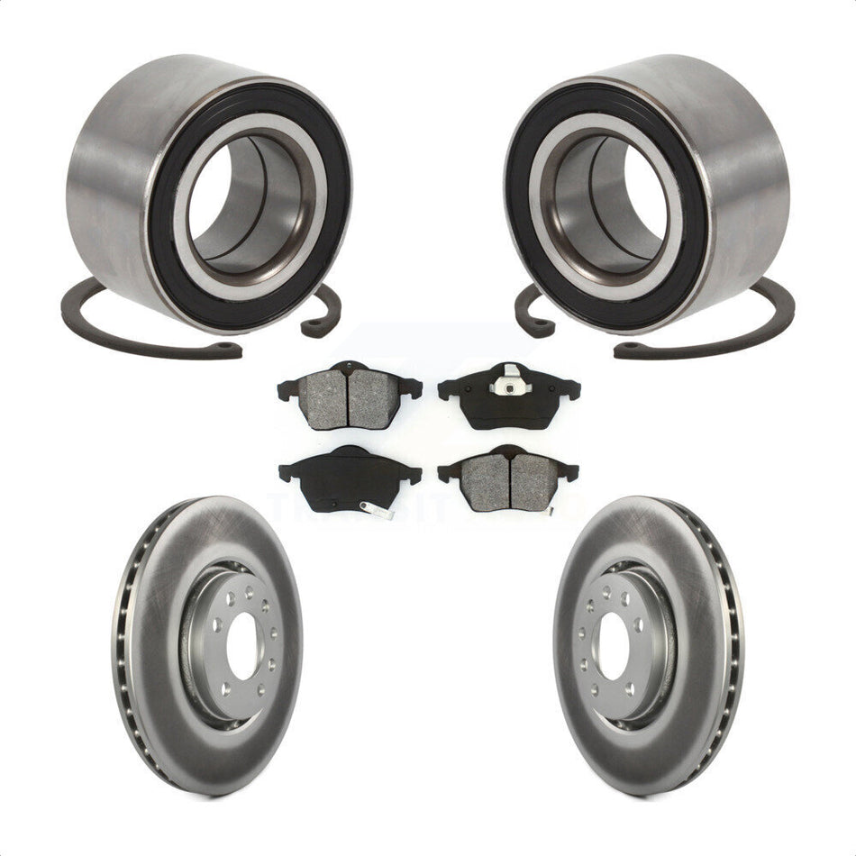 Front Wheel Bearing With Coated Disc Brake Rotors And Semi-Metallic Pads Kit For Saab 9-3 9-5 KBB-101627