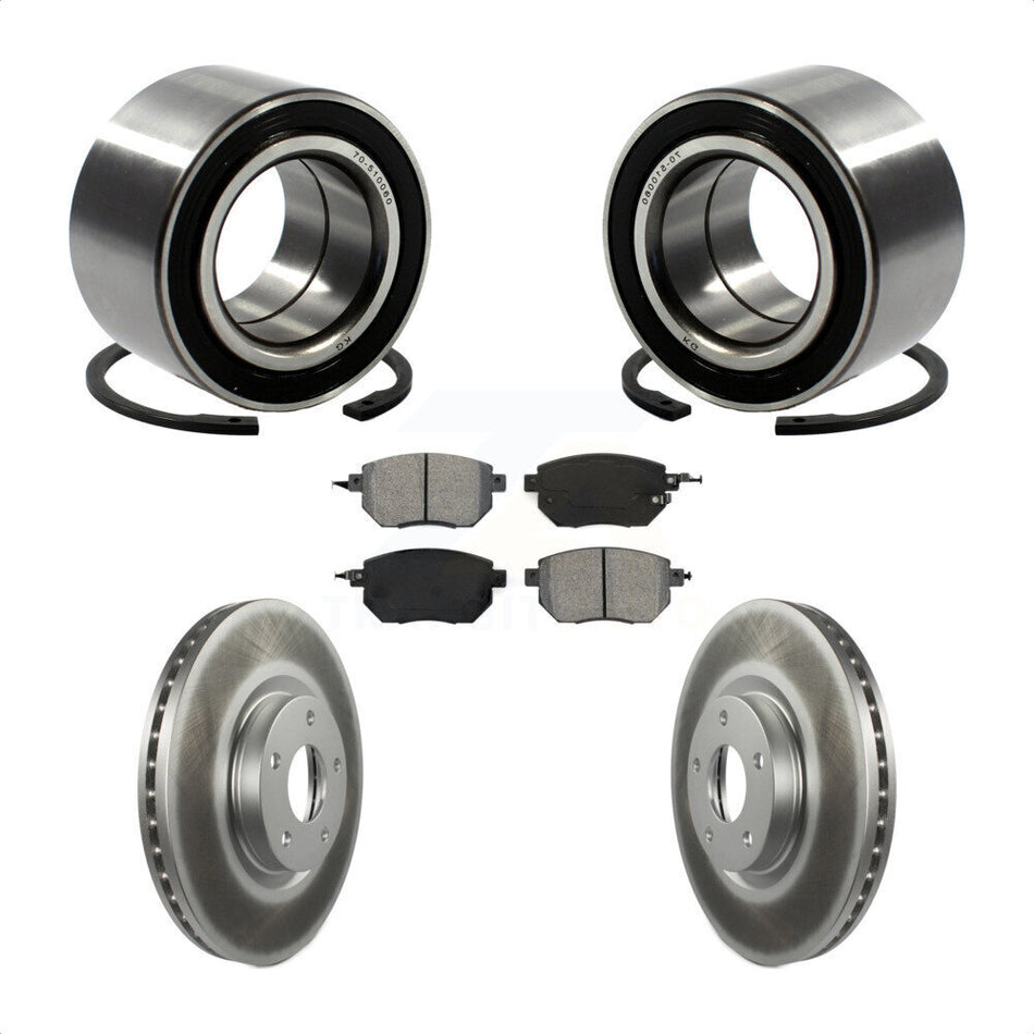 Front Wheel Bearing With Coated Disc Brake Rotors And Semi-Metallic Pads Kit For Nissan Altima Maxima KBB-101643