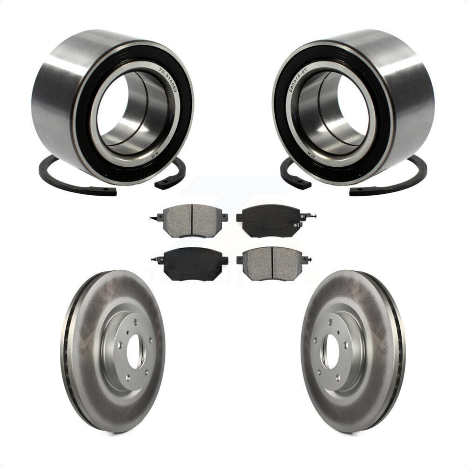 Front Wheel Bearing With Coated Disc Brake Rotors And Semi-Metallic Pads Kit For Nissan Altima Maxima KBB-101644