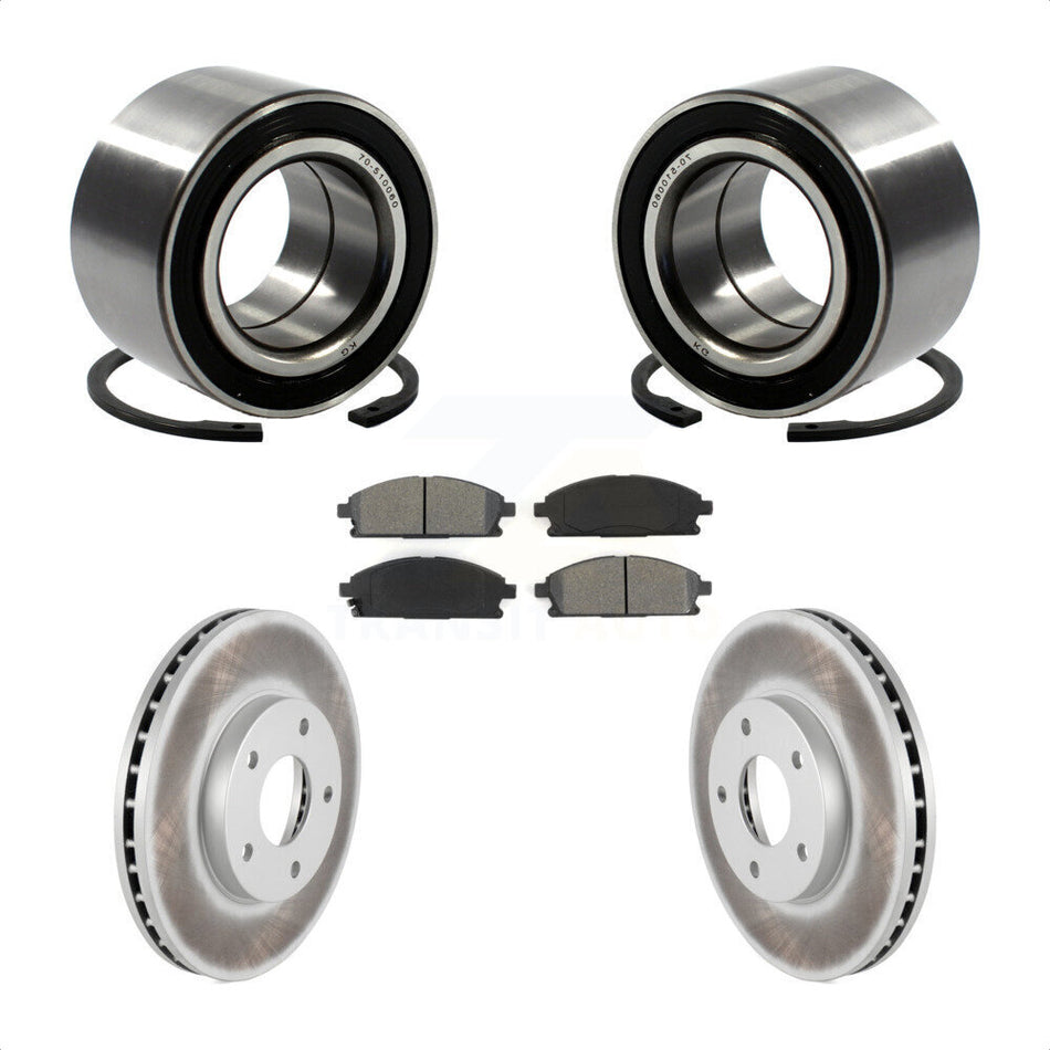 Front Wheel Bearing With Coated Disc Brake Rotors And Semi-Metallic Pads Kit For 2005-2006 Nissan X-Trail KBB-101645