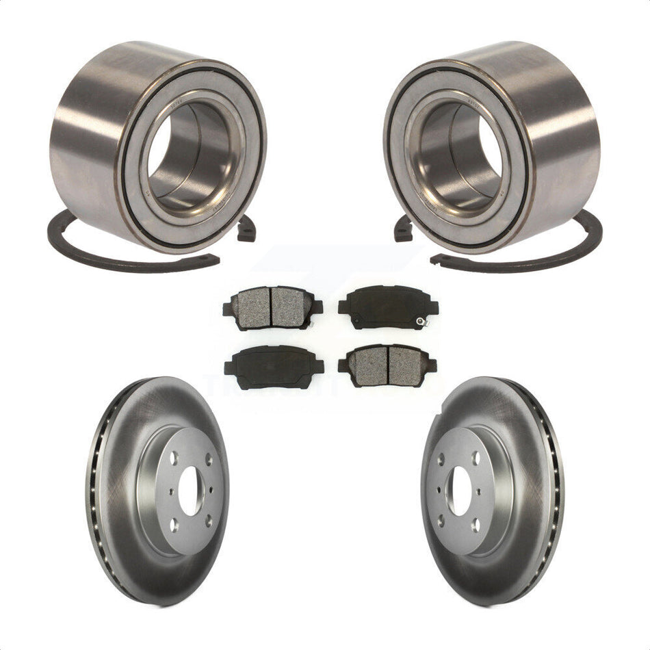 Front Wheel Bearing With Coated Disc Brake Rotors And Semi-Metallic Pads Kit For 2001-2005 Toyota Echo KBB-101650